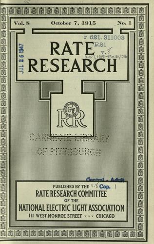 Cover for Rate reseach.
