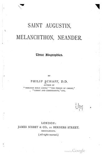 Cover for Saint Augustin, Melanchthon, Neander