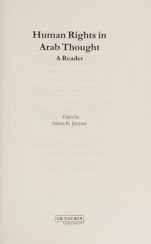 Cover for Human Rights in Arab Thought