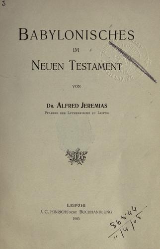 Cover for Babylonisches im Neuen Testament.