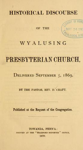 Cover for Historical discourse of the Wyalusing Presbyterian Church