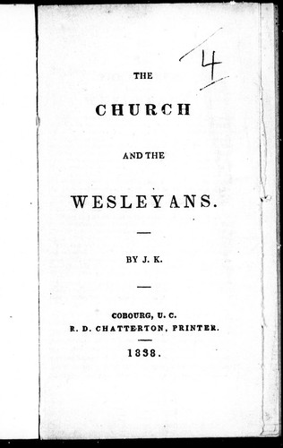 Cover for The church and the Wesleyans