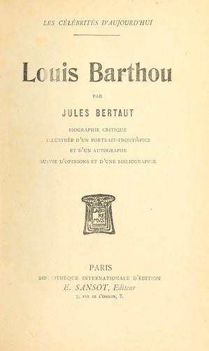 Cover for Louis Barthou