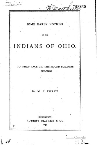 Cover for Some early notices of the Indians of Ohio.