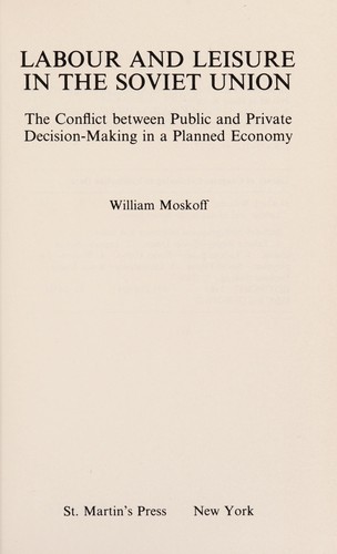 Cover for Labour and leisure in the Soviet Union