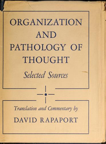 Cover for Organization and pathology of thought