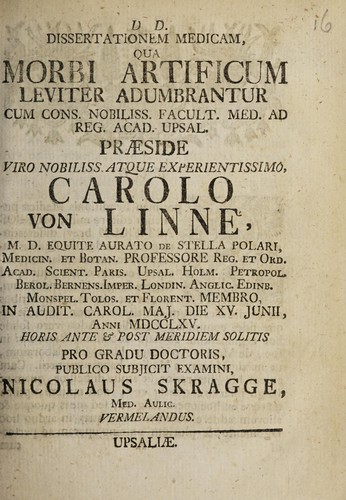 Cover for Dissertationem medicam, qua morbi artificum leviter adumbrantur