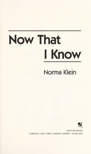 Cover for Now that I know