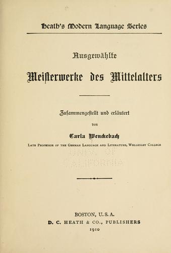 Cover for Ausgewählte meisterwerke des mittelalters