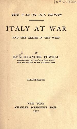 Cover for Italy at war and the allies in the west