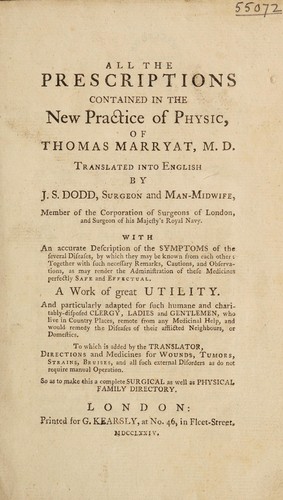 Cover for All the prescriptions contained in the New practice of physic ...