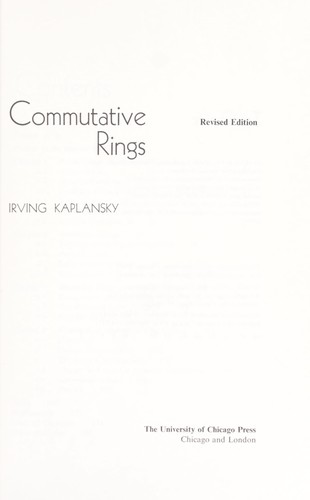 Cover for Commutative Rings (Lectures in Mathematics)