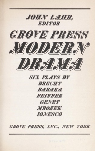 Cover for Grove Press modern drama
