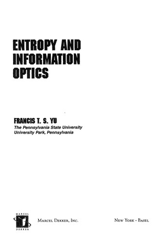 Cover for Entropy and information optics