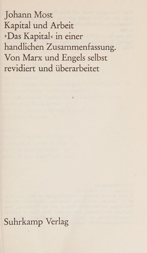 Cover for Kapital und Arbeit
