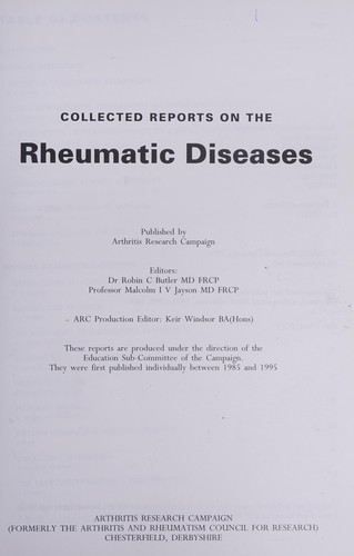 Cover for Collected Reports on the Rheumatic Diseases