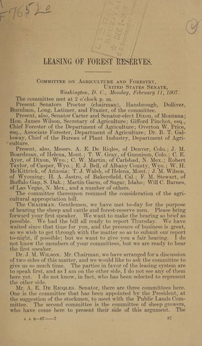 Cover for Leasing of forest reserves