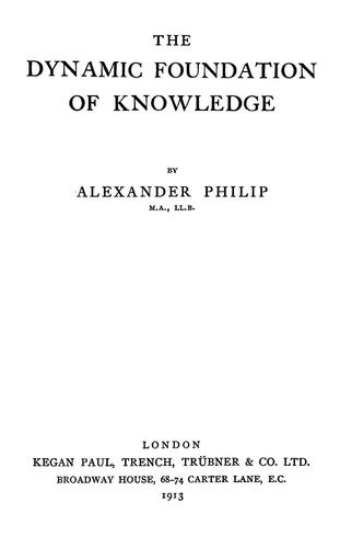 Cover for The dynamic foundation of knowledge