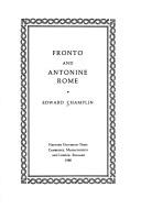 Cover for Fronto and Antonine Rome