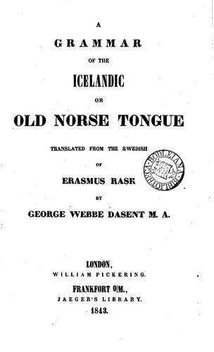 Cover for grammar of the Icelandic or Old Norse tongue