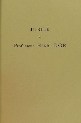 Cover for Jubil©♭ du Professeur Henri Dor