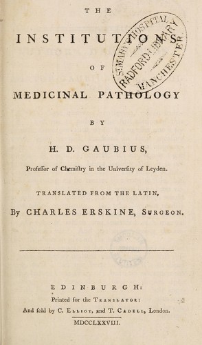 Cover for The institutions of medicinal pathology