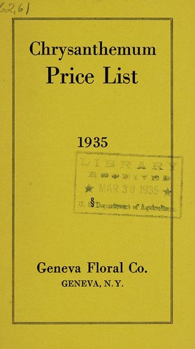 Cover for Chrysanthemum price list, 1935