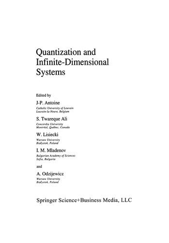 Cover for Quantization and Infinite-Dimensional Systems