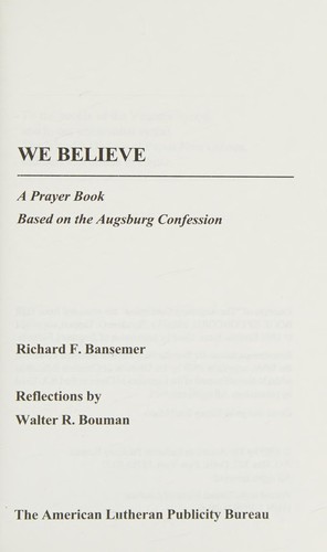 Cover for We believe