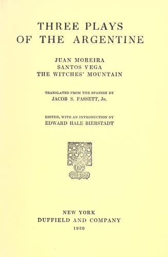 Cover for Three plays of the Argentine