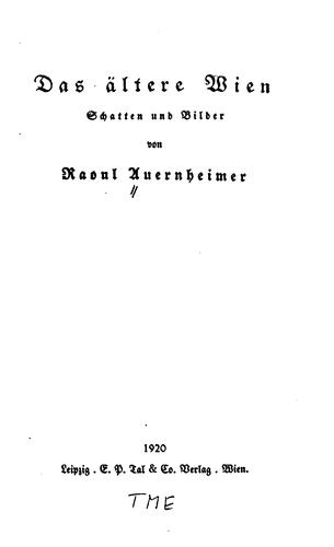 Cover for Das ältere Wien