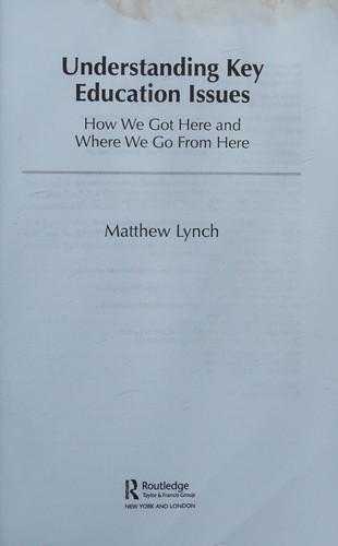 Cover for Understanding Key Education Issues