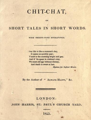 Cover for Chit-chat, or, Short tales in short words