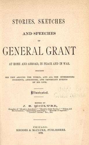 Cover for Stories, sketches and speeches of General Grant at home and abroad