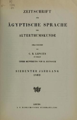 Cover for Zeitschrift für ägyptische Sprache und Altertumskunde