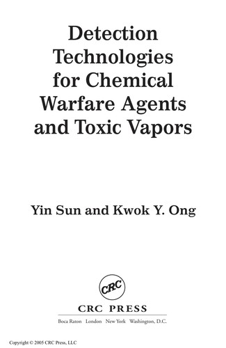 Cover for Detection technologies for chemical warfare agents and toxic vapors