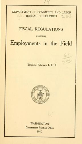 Cover for Fiscal regulations governing employments in the field