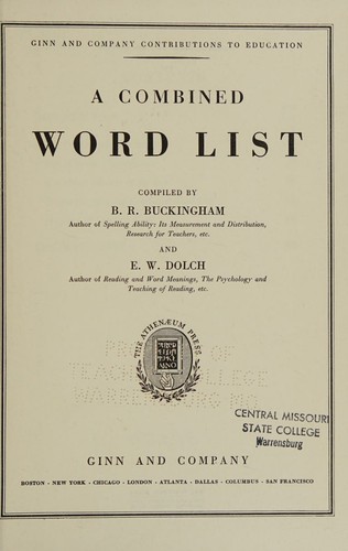 Cover for A Combined Word List
