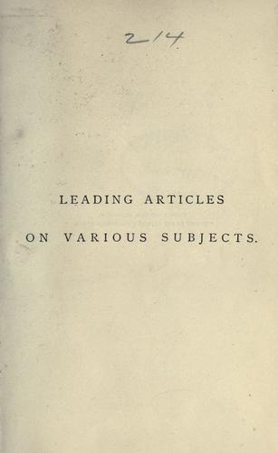 Cover for Leading articles on various subjects.