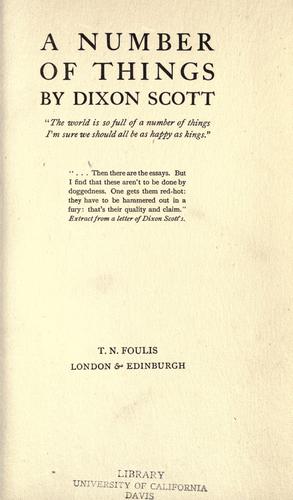 Cover for A number of things