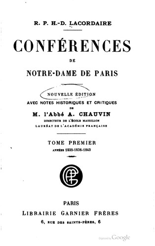 Cover for Conférences de Notre-Dame de Paris
