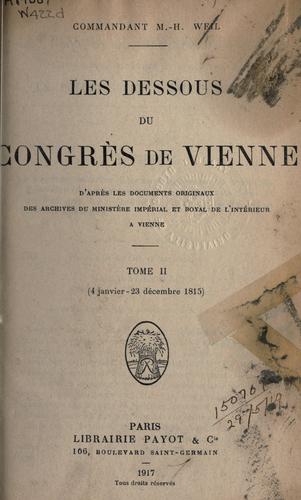 Cover for dessous du Congrès de Vienne