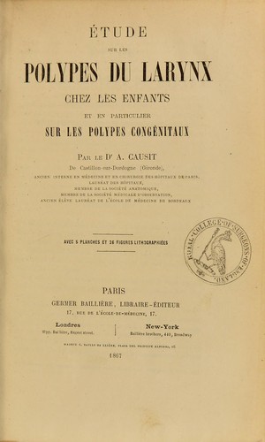 Cover for ©tude sur les polypes du larynx chez les enfants