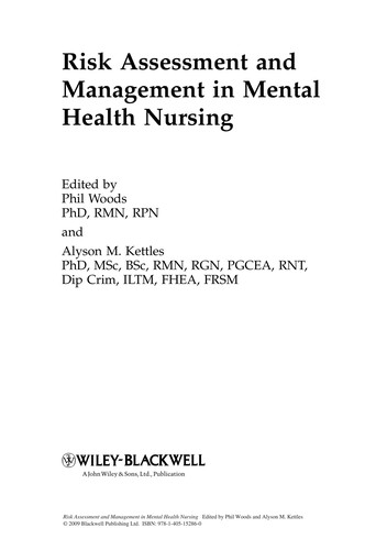 Cover for Risk assessment and management in mental health nursing