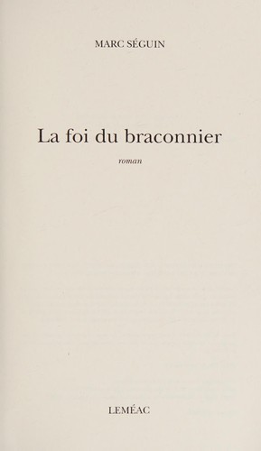 Cover for La foi du braconnier