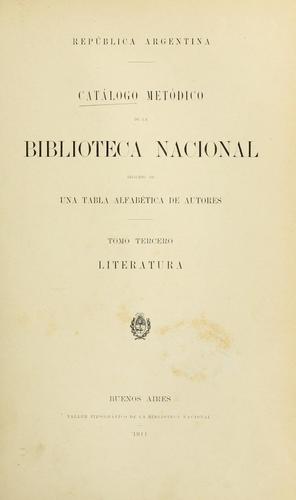 Cover for Catálogo metódico de la Biblioteca Nacional