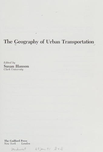 Cover for The Geography of urban transportation