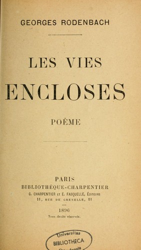 Cover for Les vies encloses