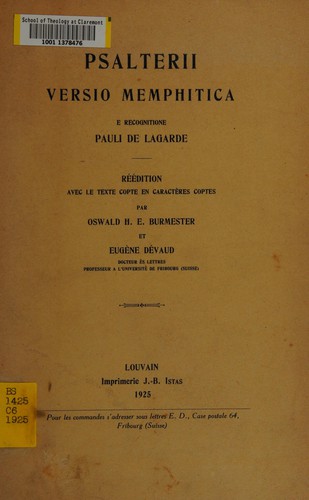 Cover for Psalterii versio memphitica