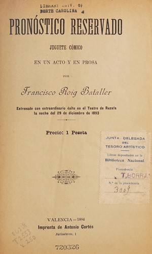 Cover for Pronóstico reservado